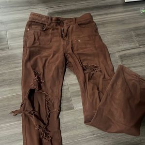 XS brown ripped jeans